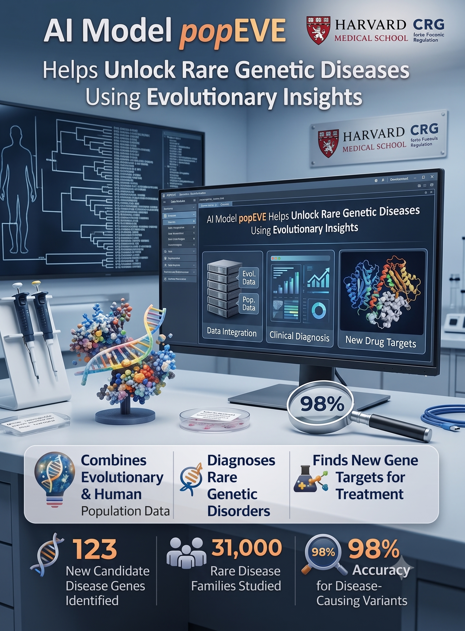 AI model “popEVE” Helps Unlock Rare Genetic Diseases using Evolutionary Insights